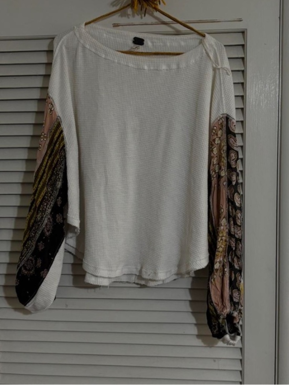 Free People Womens XS Blossom Thermal Top Waffle Knit Shirt Oversized top